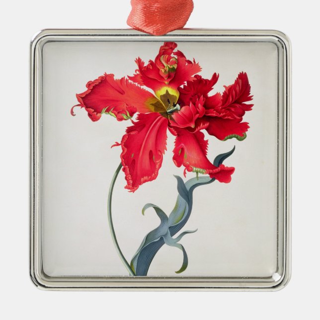 Tulip: Perroquet Rouge Metal Tree Decoration (Front)