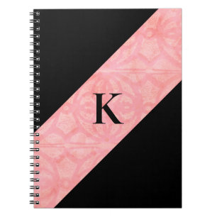 Tulip Pink Batik and Black Monogrammed Notebook
