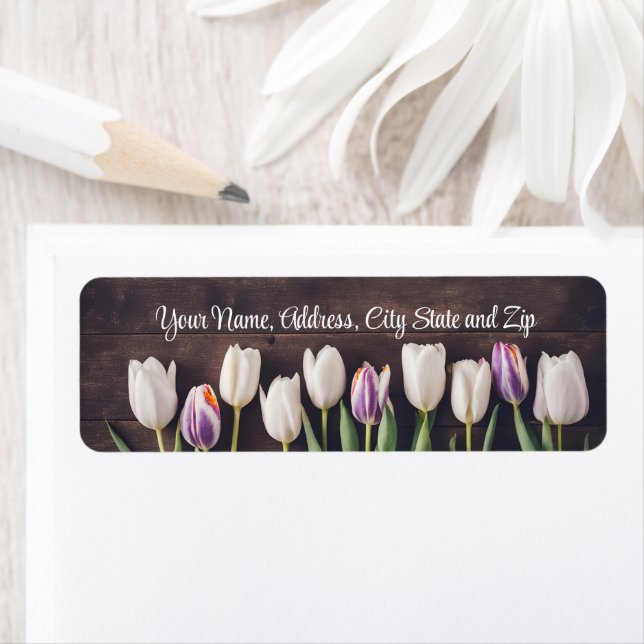 Tulip Pretty Flowers Wood Country Return Address (Insitu)