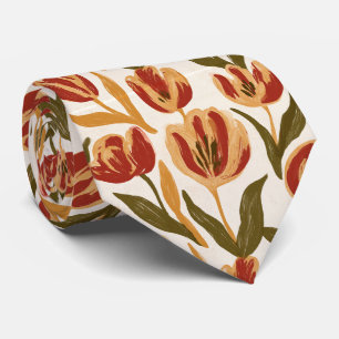 Tulip Print Father Day Retro Wedding Tie