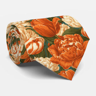 Tulip Print Father Day Wildflower Wedding Tie