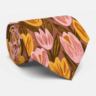 Tulip Print Groomsmen Minimalist Wedding Tie