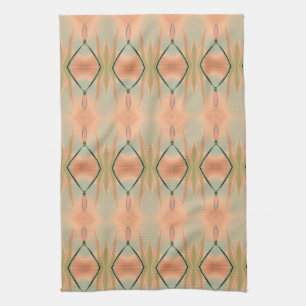 Tulip Print Tea-Towel In Pink Coral And Teal Tea Towel
