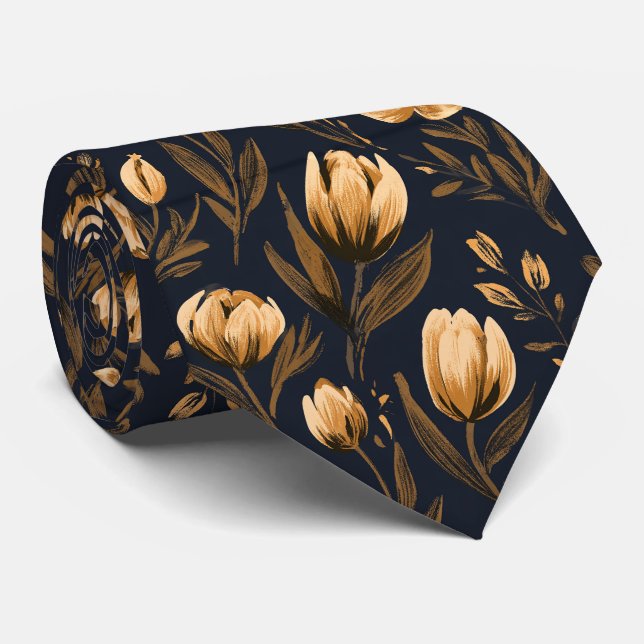 Tulip Print Uncle Fall Wedding Tie (Rolled)
