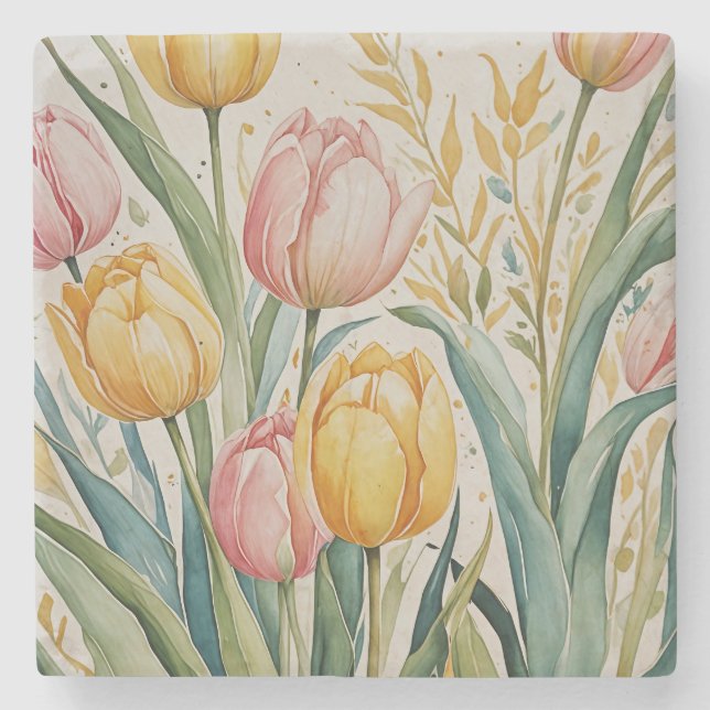 Tulip Reverie Stone Coaster (Front)
