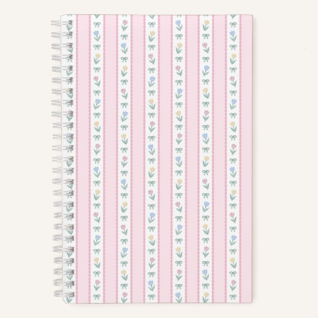 Tulip Ribbon Stripe Pink Notebook (Front)