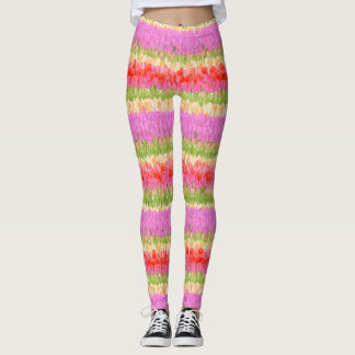 Tulip Rows Pattern – Elegant Linear Floral Spring  Leggings