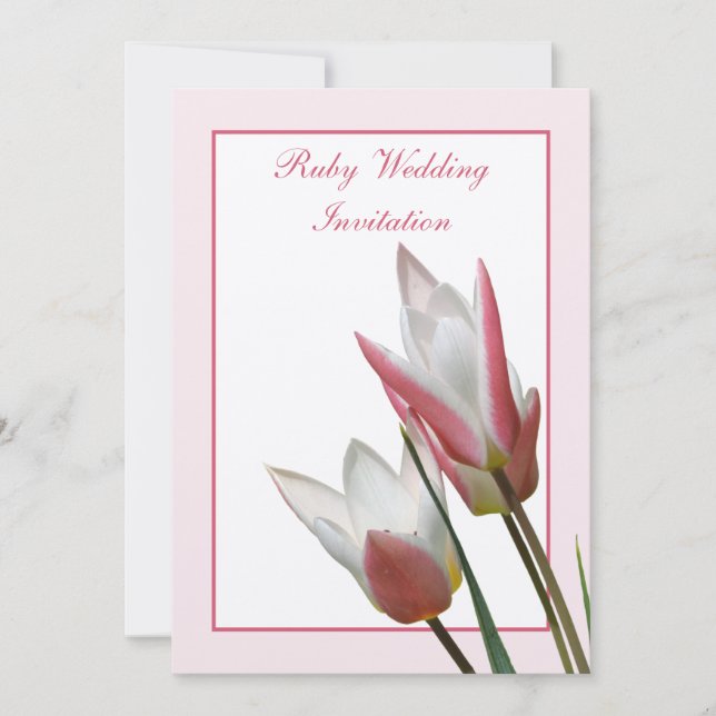 Tulip Ruby Wedding Anniversary invitation (Front)