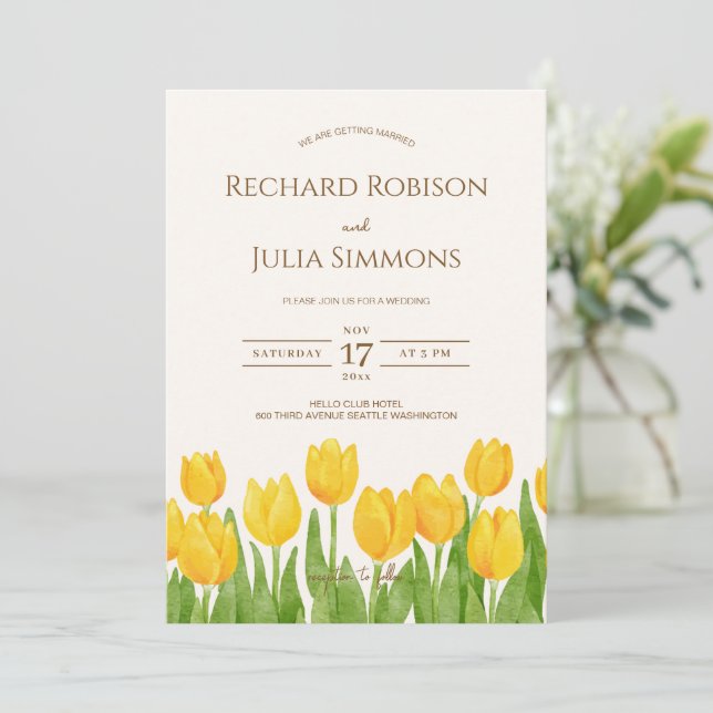 TULIP Save The Date Invitation / Watercolor Floral (Standing Front)
