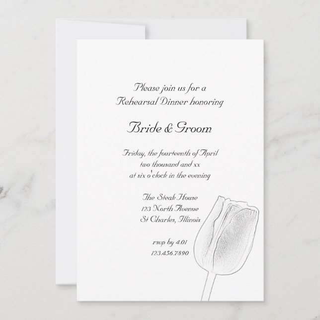Tulip Sketch Wedding Rehearsal Dinner Invitation (Front)