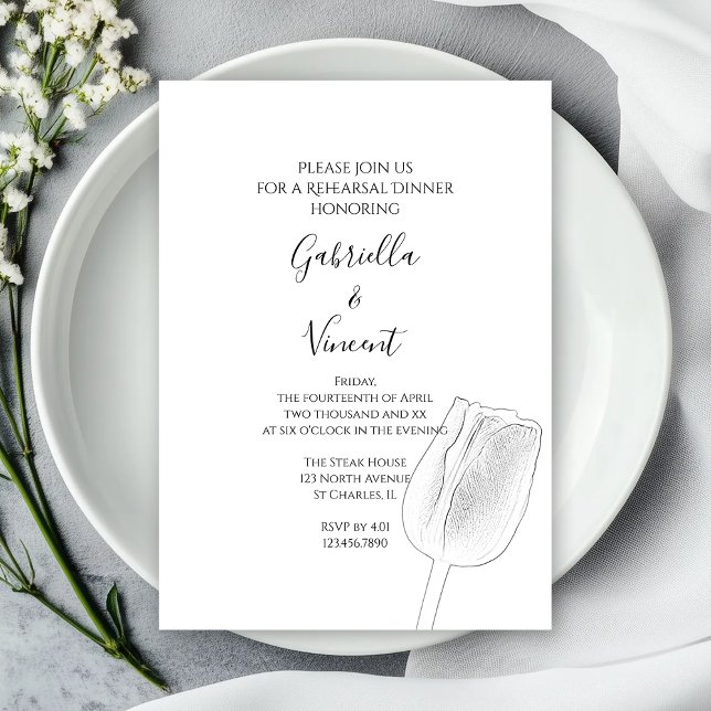 Tulip Sketch Wedding Rehearsal Dinner Invitation (Creator Uploaded)