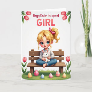 Tulip Springtime Girl Easter Card