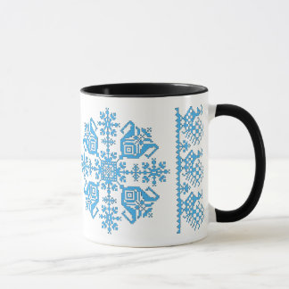 Tulip Star with Peacocks Mug (blue & black)