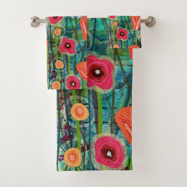 Tulip Tango - Nature Inspired Floral Art -  Bath Towel Set (Insitu)