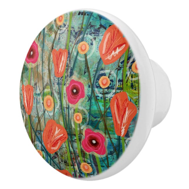 Tulip Tango - Nature Inspired Floral Art -  Ceramic Knob (Right)