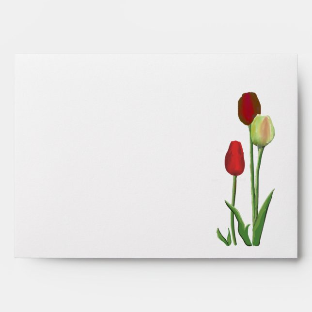 Tulip Trio-Burgandy/Red/Yellow Design Envelope (Front)