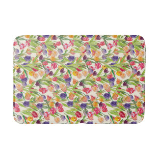 tulip watercolor bath mat