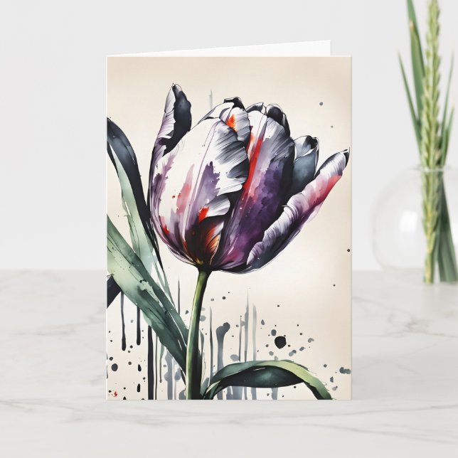 Tulip - Watercolor flowers Card (Front)
