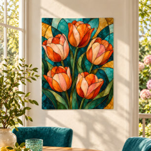 Tulip Window in Amber Art Print