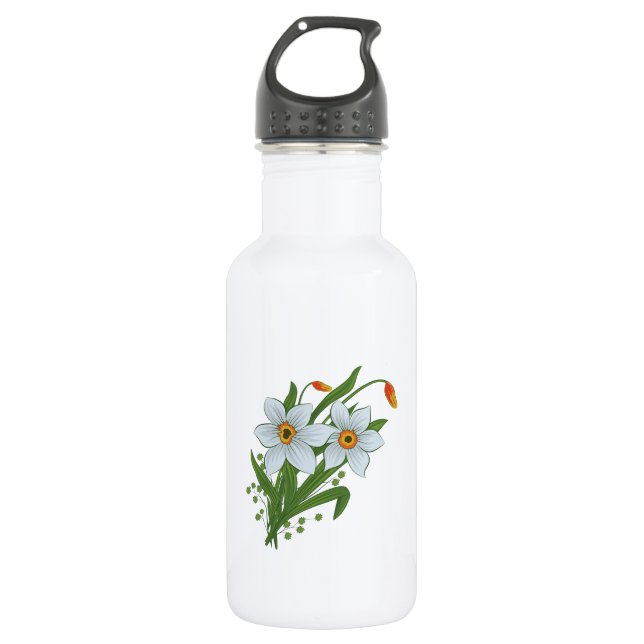 Tulips and Daffodils Flowers 532 Ml Water Bottle (Front)