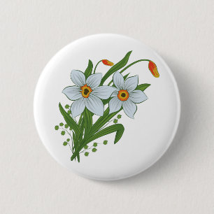 Tulips and Daffodils Flowers 6 Cm Round Badge