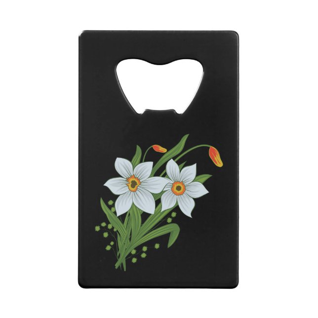 Tulips and Daffodils Flowers Black Background (Front)