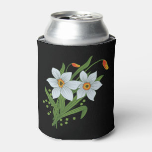 Tulips and Daffodils Flowers Black Background Can Can Cooler