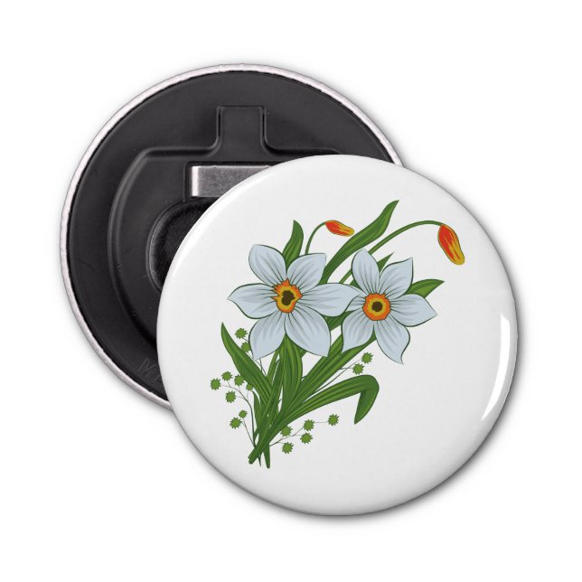 Tulips and Daffodils Flowers Bottle Opener (Front)