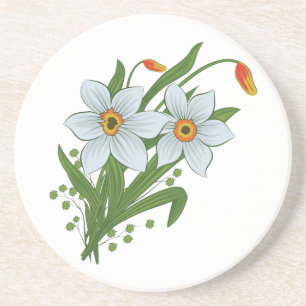 Tulips and Daffodils Flowers Coaster