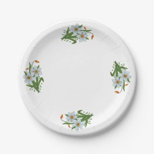 Tulips and Daffodils Flowers Design 1 Paper Plate