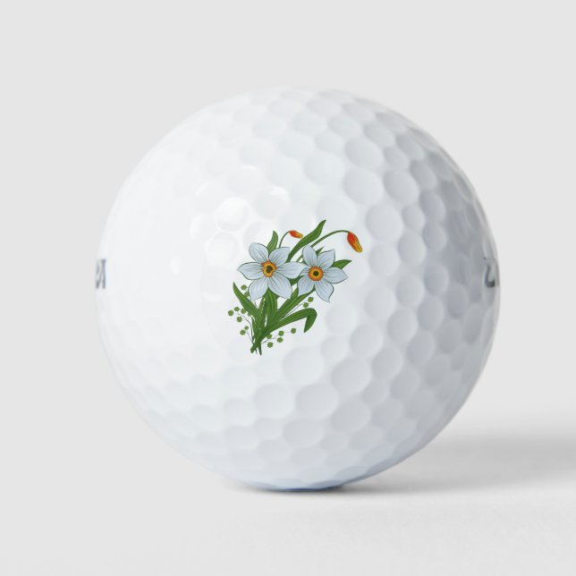 Tulips and Daffodils Flowers Golf Balls (Front)