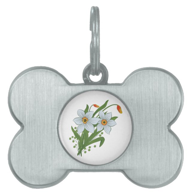 Tulips and Daffodils Flowers Pet Tag (Front)