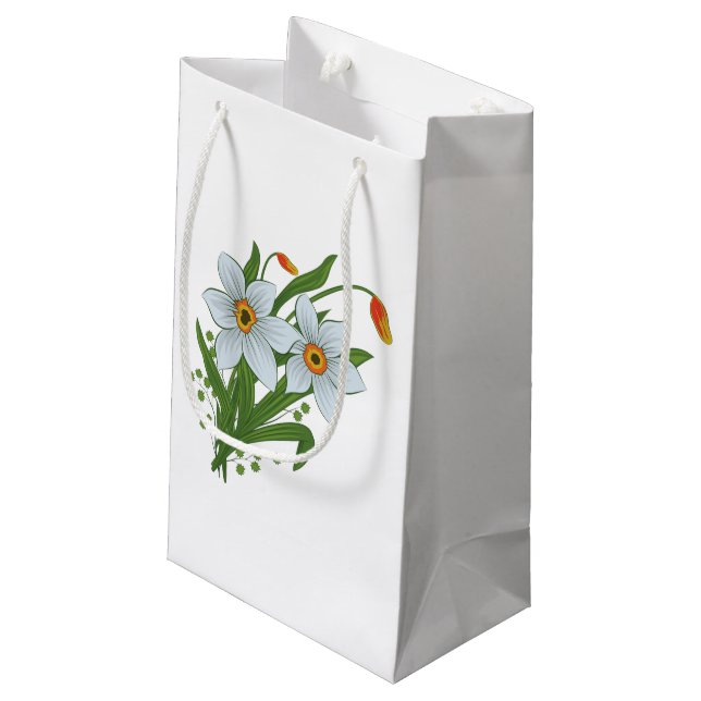 Tulips and Daffodils Flowers Small Gift Bag (Back Angled)