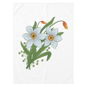 Tulips and Daffodils Flowers Tablecloth