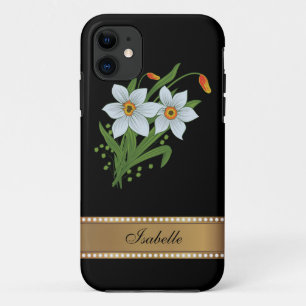 Tulips and Daffodils Gold Personalised Name Case-Mate iPhone Case