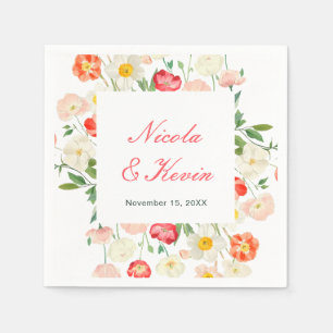 Tulips and Daffodils Spring Wedding Napkin