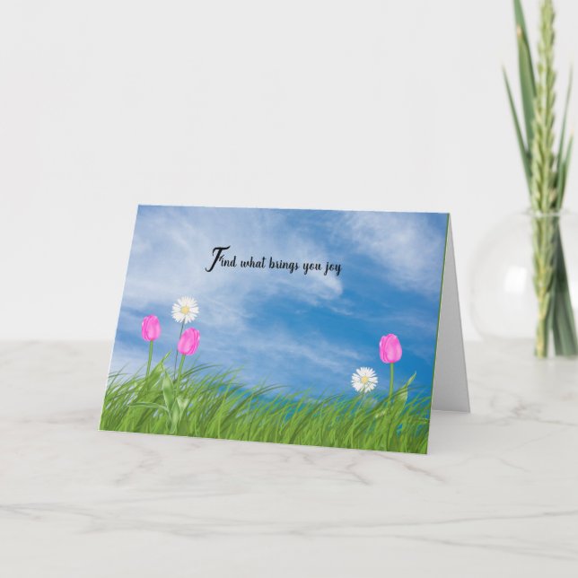 tulips and daisies in grass card (Front)