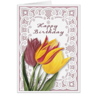 Tulips and Lace Birthday Card