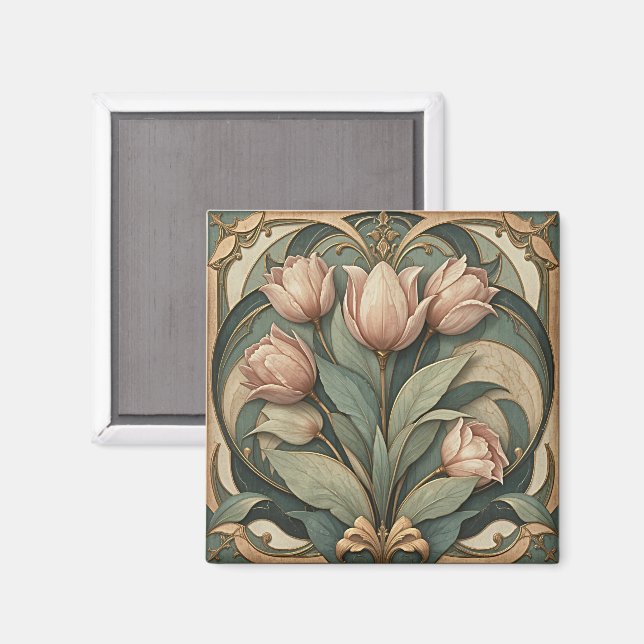 Tulips Art Nouveau Magnet (Front/Back)