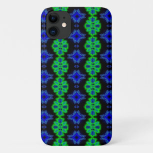Tulips Artdeco in Retro style green blue black Case-Mate iPhone Case