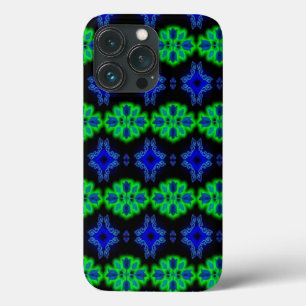 Tulips Artdeco in Retro style green blue black iPhone 13 Pro Case