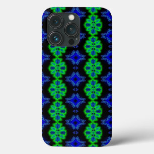 Tulips Artdeco in Retro style green blue black iPhone 13 Pro Case