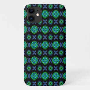 Tulips Artdeco in Retro style green blue black Case-Mate iPhone Case