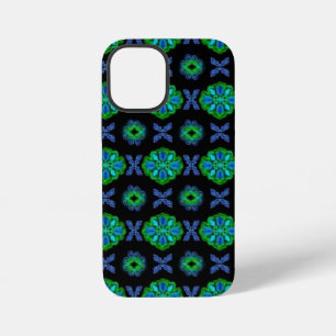 Tulips Artdeco in Retro style green blue black iPhone 12 Mini Case