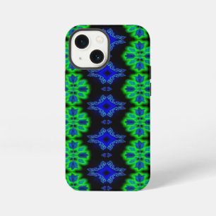 Tulips Artdeco in Retro style green blue black iPhone 13 Mini Case