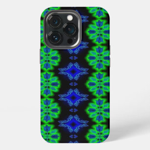 Tulips Artdeco in Retro style green blue black iPhone 13 Pro Case