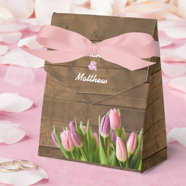 Tulips & Barnwood Wedding Favour Box (Wedding)