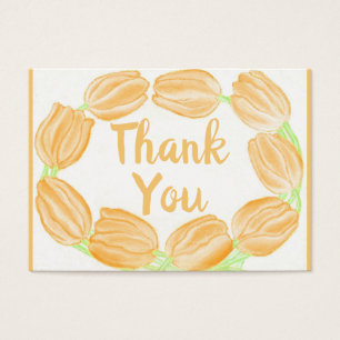 Tulips Border Peach Floral Thank You Card