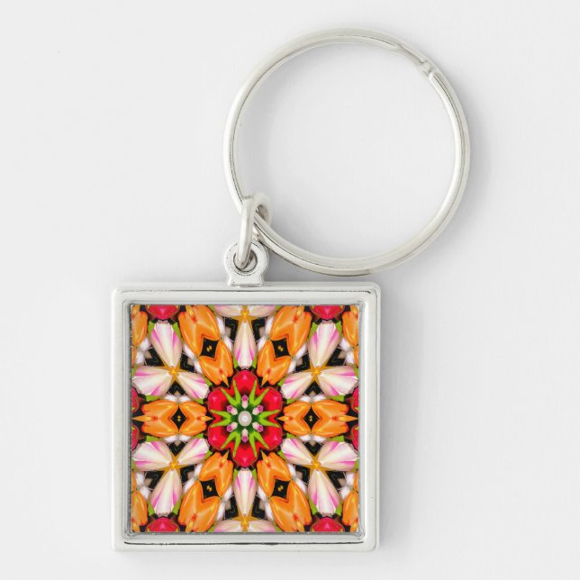 Tulips Bouquet Pattern Key Ring (Front)