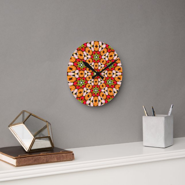 Tulips Bouquet Pattern Round Clock (Office)